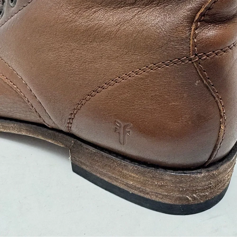 FRYE | Tyler Lace Up Cognac Brown Leather Boots Men’s Size 8